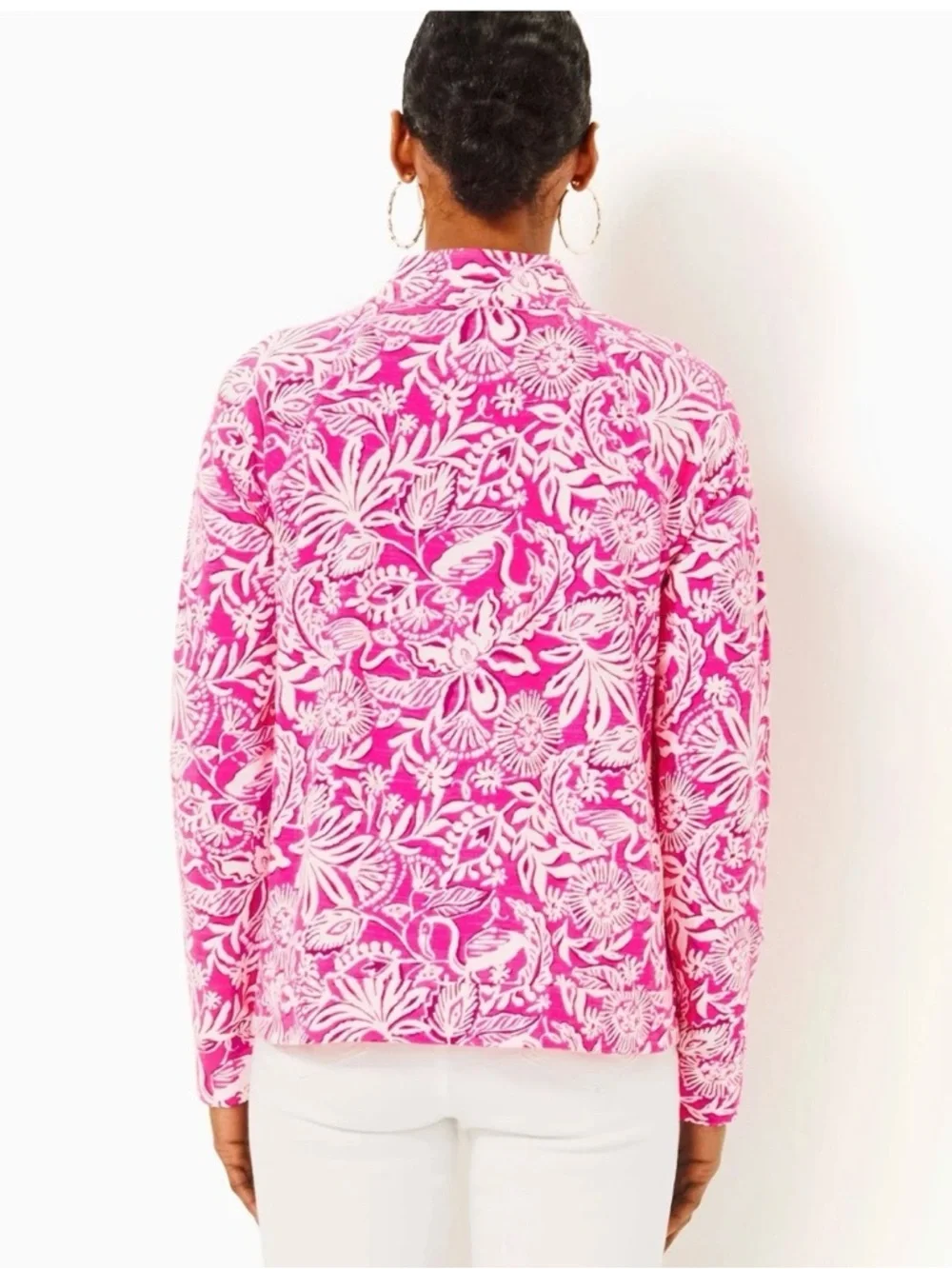 Lilly Pulitzer Ashlee Popover Passion Fruit Pink Absolutely Flamazing size small - Picture 8 of 8
